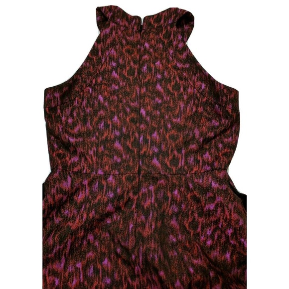 2P Halter Neck Pink Red Fit Flare Brocade Dress - Picture 7 of 7